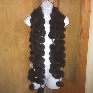 Vintage Pom Pom Arranged Fur Balls Scarf